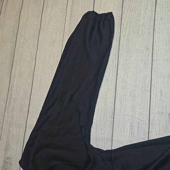 New York & Company Women's Wrap Front Satin High Low Dress Black Size M NWOT - Picture 5 of 11